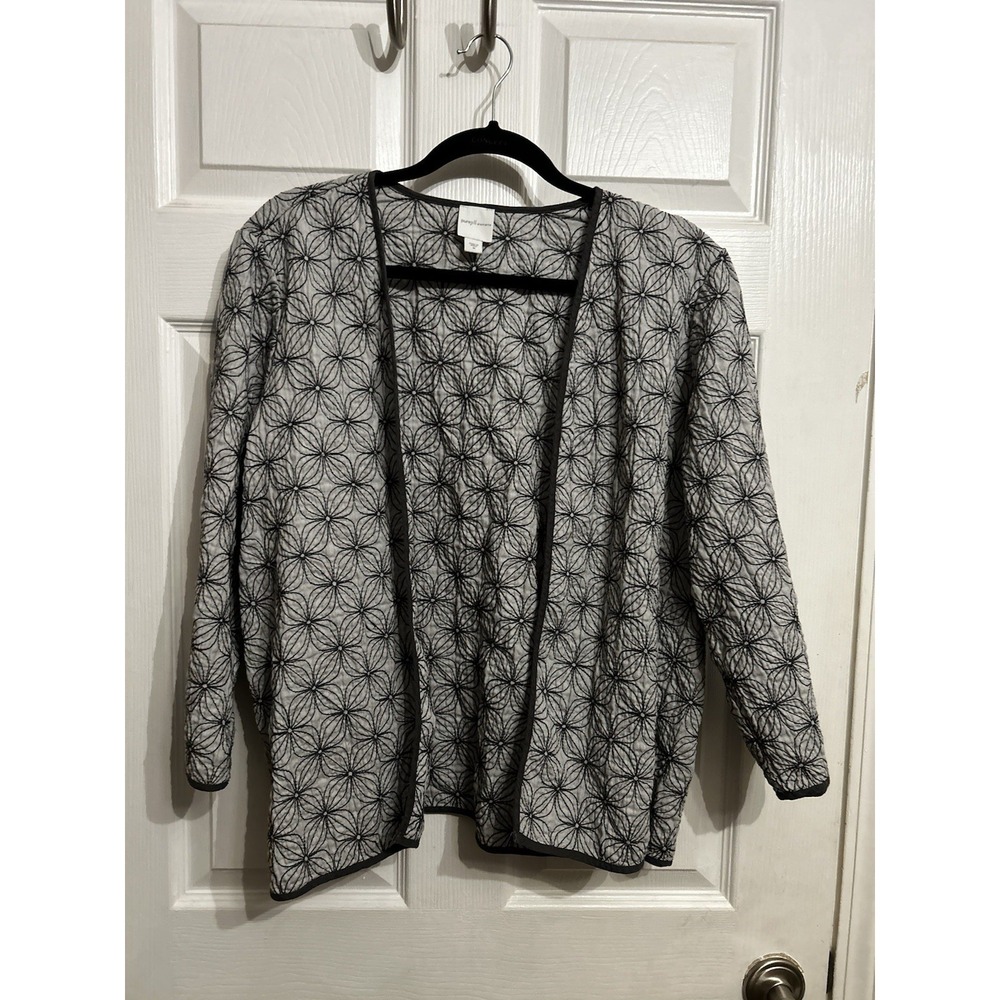 Pure Jill Element‎ M Quilted Cardigan Sweater Jacket Embroidery Cottagecore